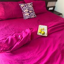 Magenta Linen Duvet Cover, Fuchsia Pink Bedding Set
