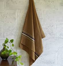 Brown Striped Cotton Tea Towel