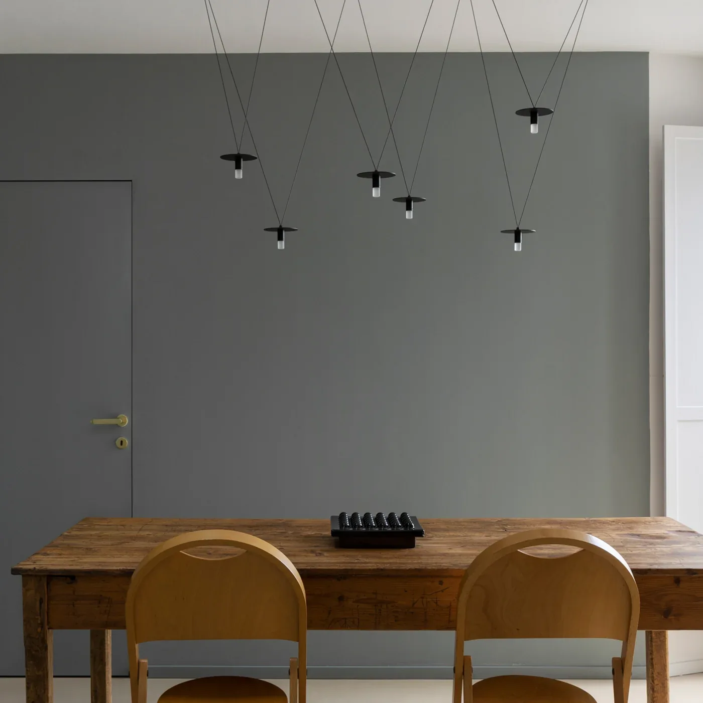 Matte Black Multi Light Pendant Fixture