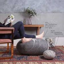Gray Wool Pebble Pouf