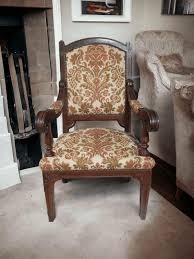 Damask Armchair in Carved Wood, 1940s