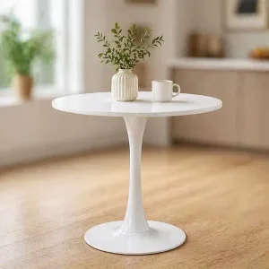 Tulip Round White Pedestal Dining Table