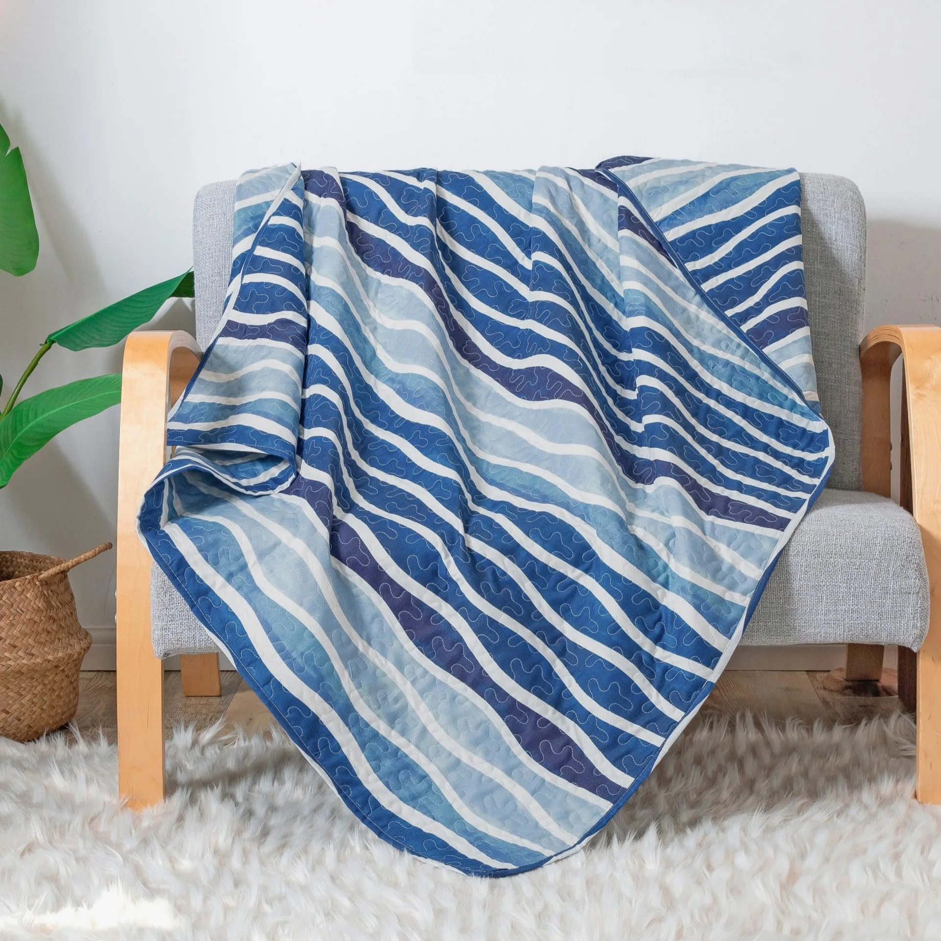 Blue Wave Coastal Throw Blanket