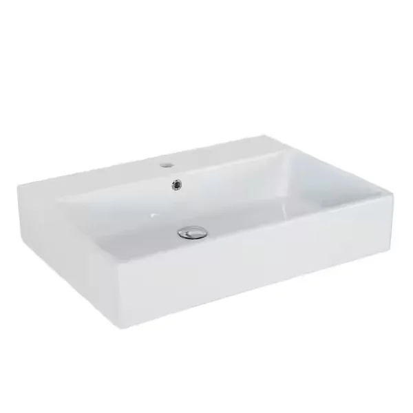 WS Bath Collections White Rectangular Ceramic Vessel Sink