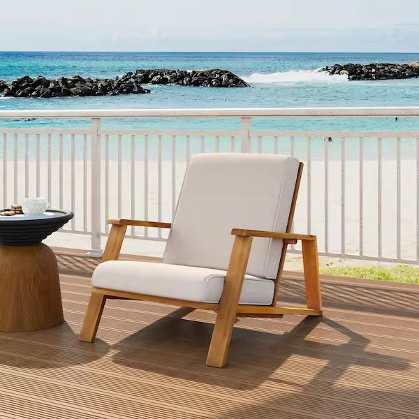 Natural Wood Outdoor Lounge Chair