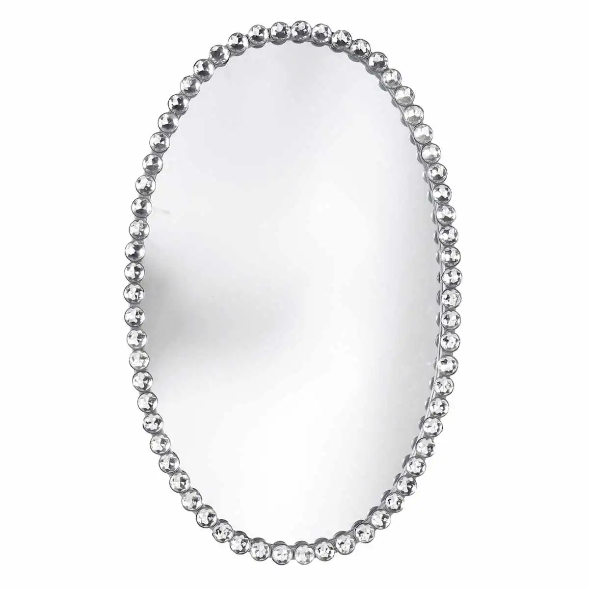 Silver Beaded Oval Mirror