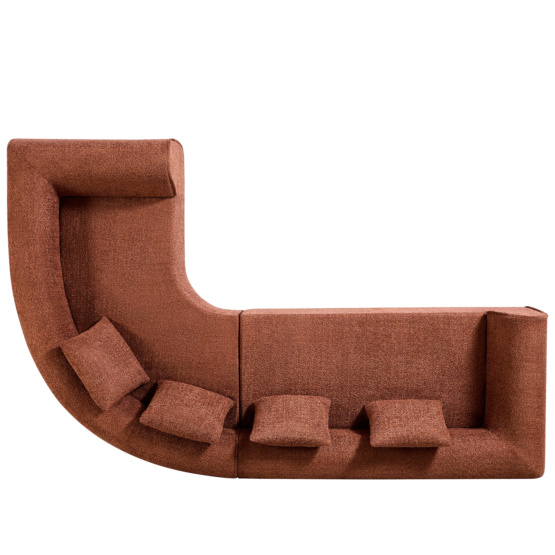 Curved Boucle Sectional Sofa