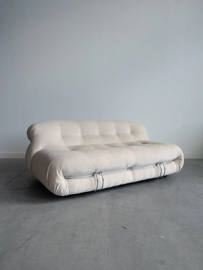 Soriana Cream Ribbed Tufted Sofa