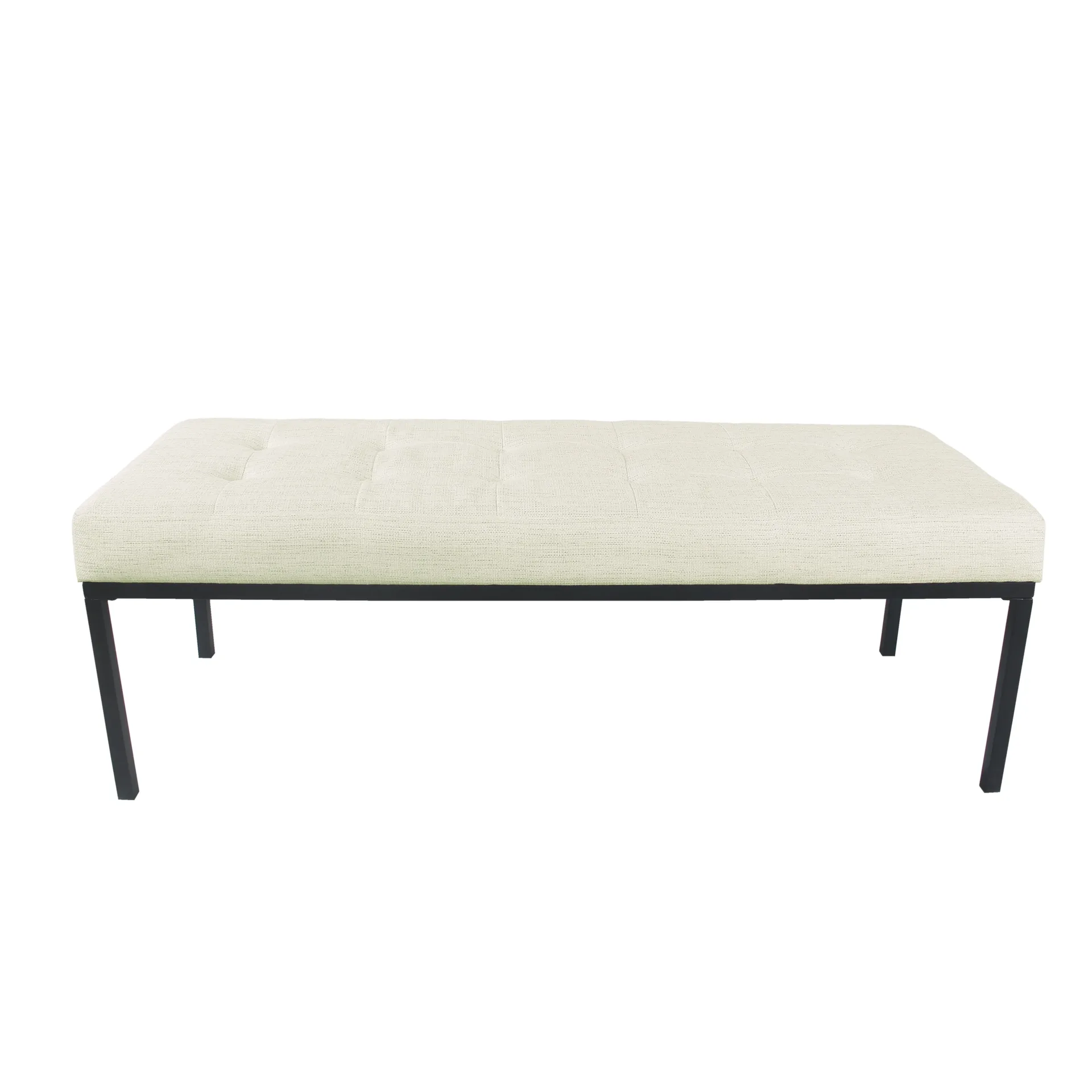 HomePop Cream Tufted Upholstered Bench