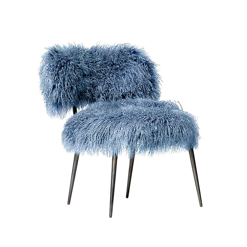 Blue Furry Accent Chair