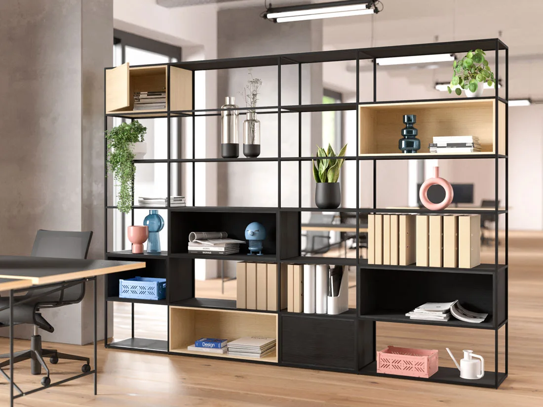 LIUM Modern Black Modular Bookcase