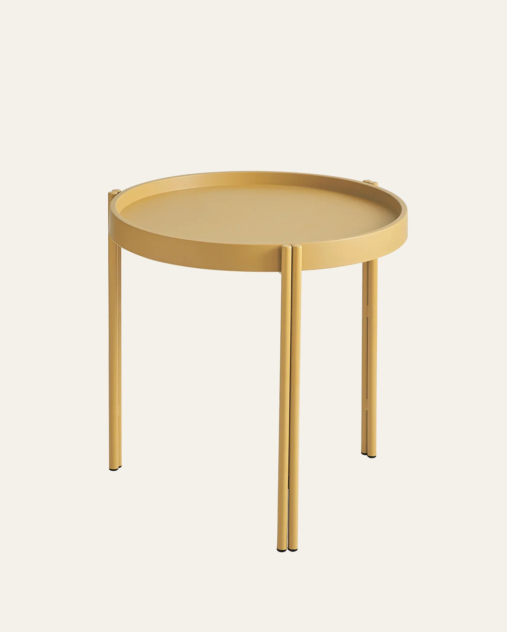 Yellow Round Metal Tray Side Table