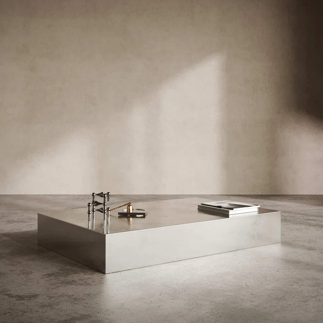 Brushed Steel Rectangular Coffee Table