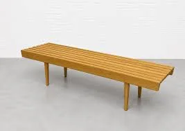 Mid-Century Modern Oak Slat Bench