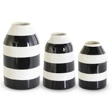 Black and White Striped Ceramic Vases