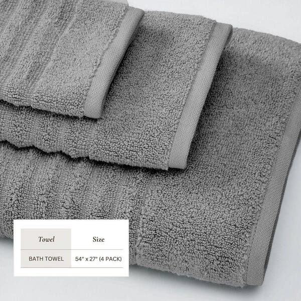 Mid Grey Ribbed Bath Towels