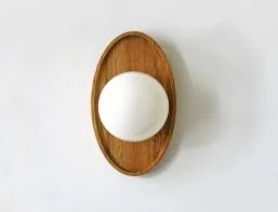 Oak and Glass Globe Wall Sconce