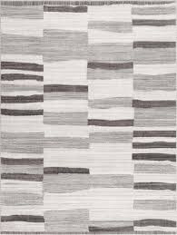Gray and White Striped Area Rug