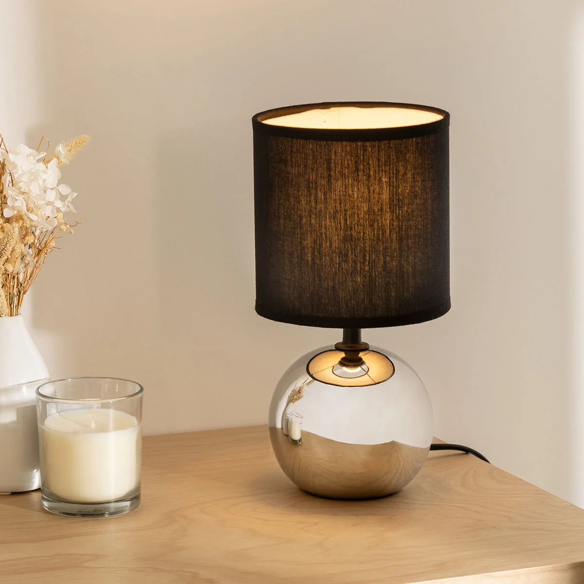 Atmosphera Timeo Ceramic Table Lamp with Black Shade