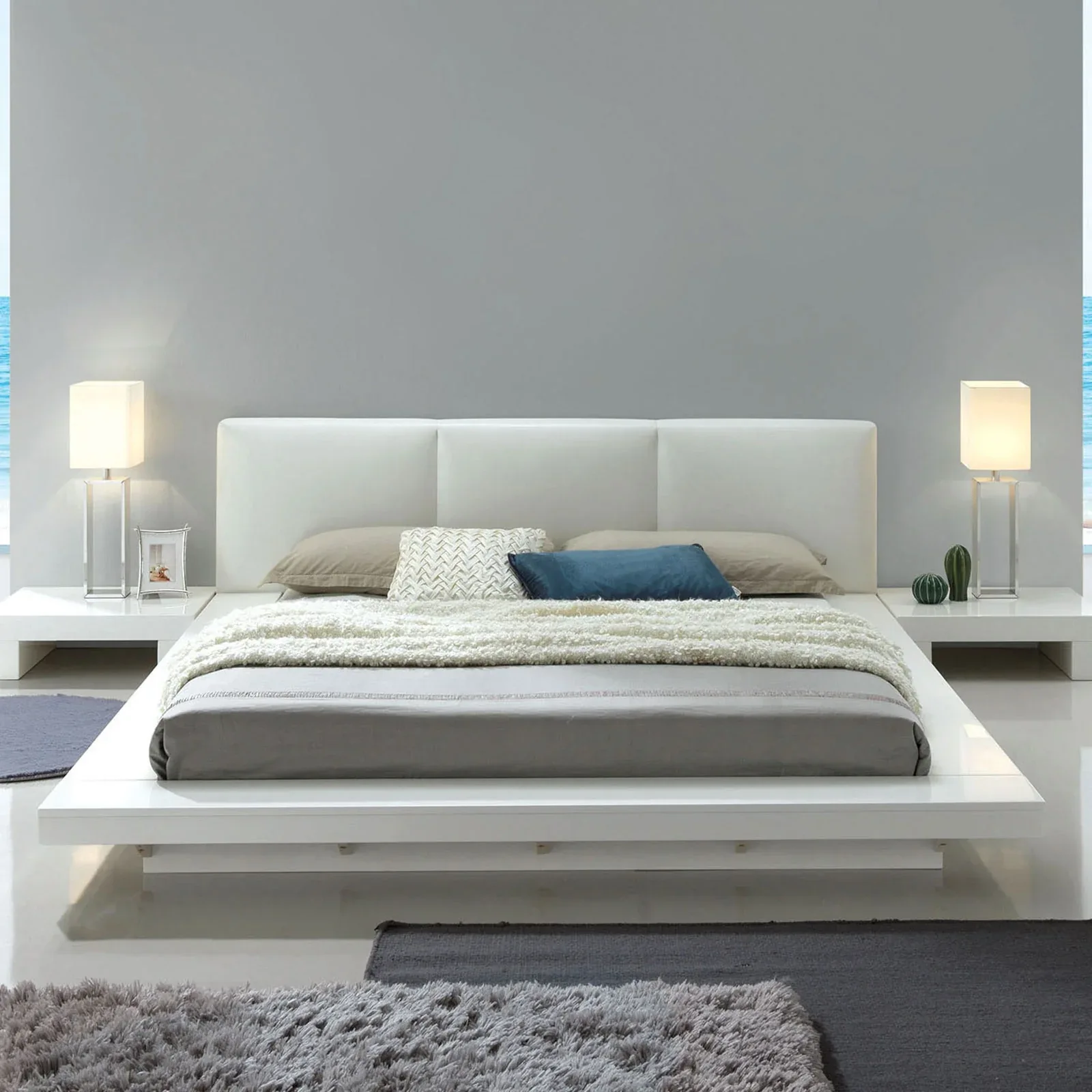 Modern White Platform Bed