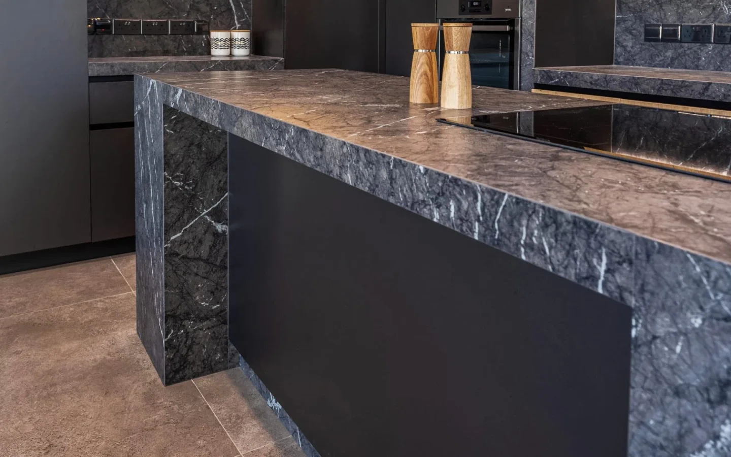 Gray Marble Kitchen Island