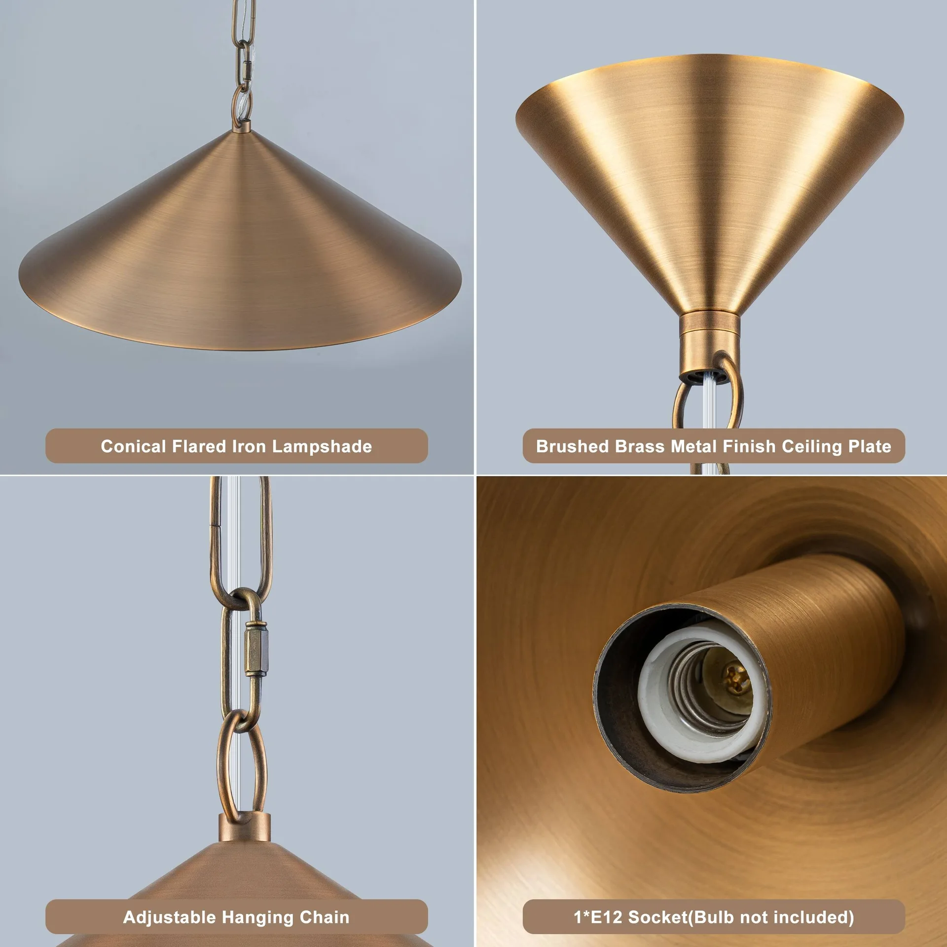 Brushed Bronze Cone Pendant Light