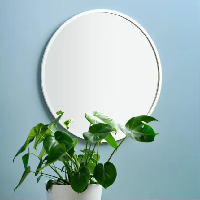 Better Bevel Matte White Round Wall Mirror
