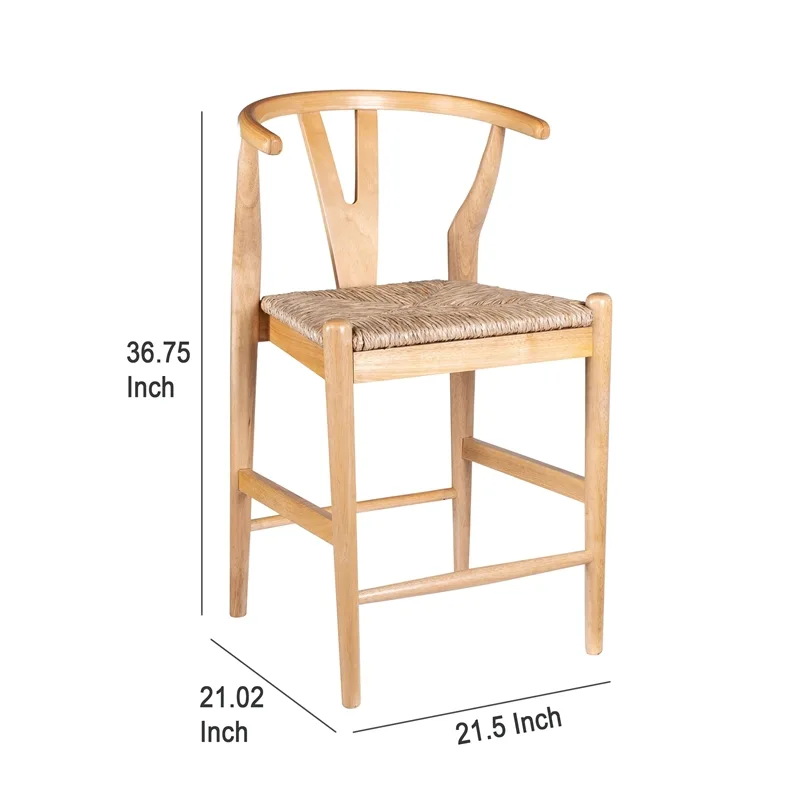 Natural Wood Wishbone Counter Stool