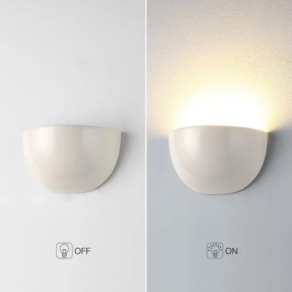 White Ceramic Half Moon Wall Sconce