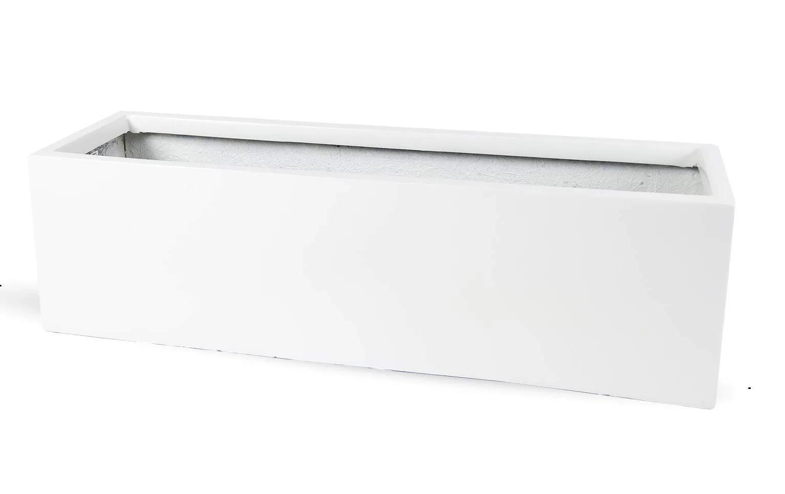 Glossy White Rectangular Trough Planter