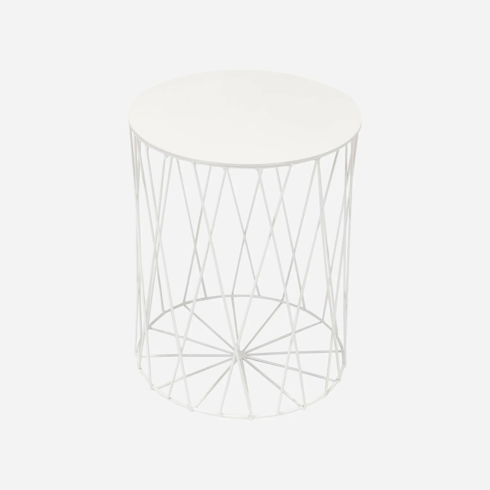 White Wire Basket Side Table