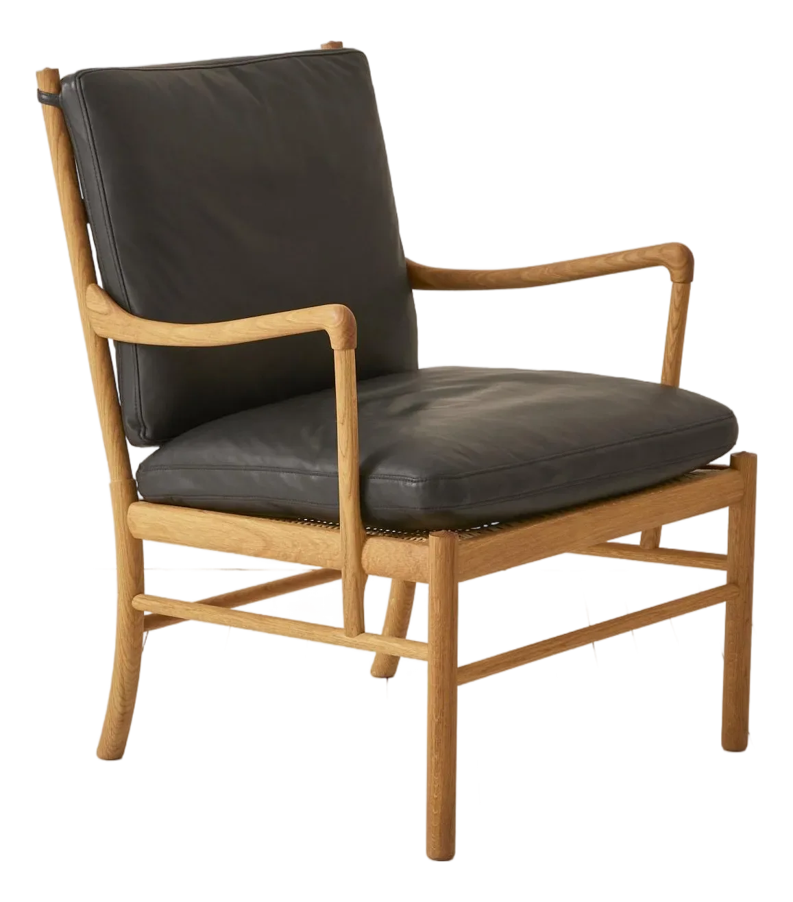 Colonial Oak and Leather Armchair
