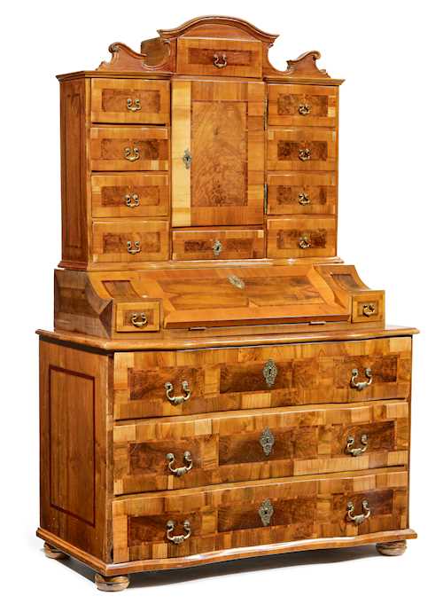 Baroque Walnut Bureau Cabinet