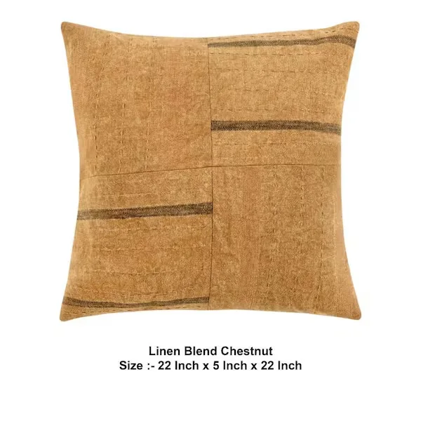 Chestnut Striped Linen Throw Pillow