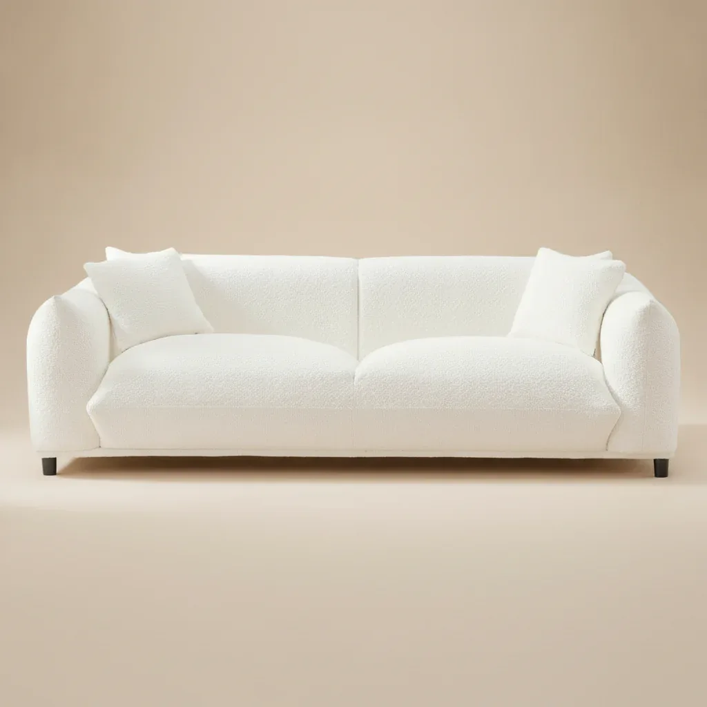 Mansfield Cream Bouclé Curved Sofa