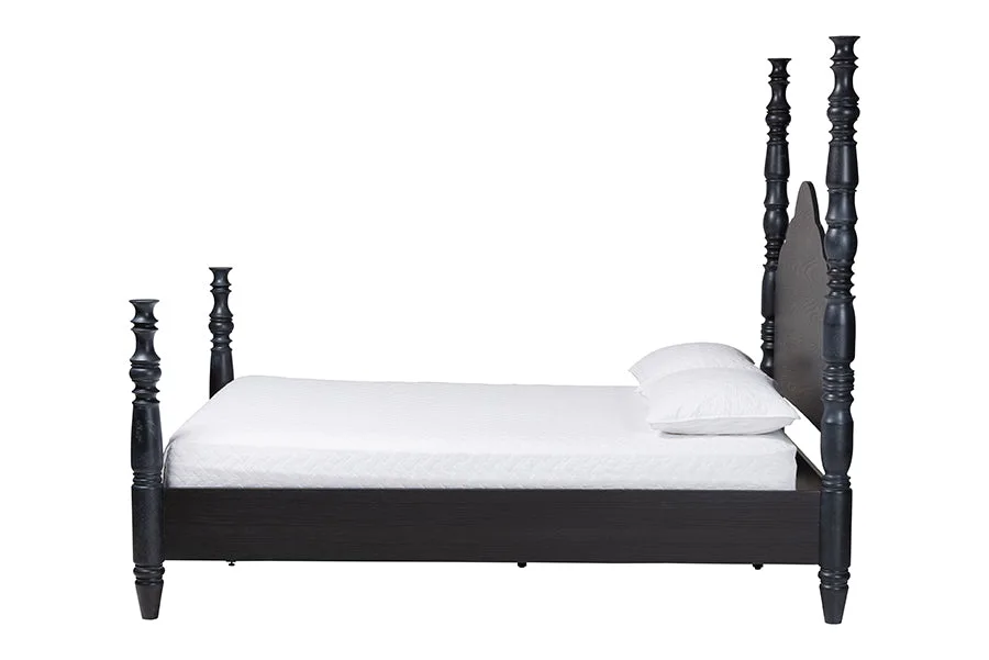Martino Black Wood Four Poster Bed