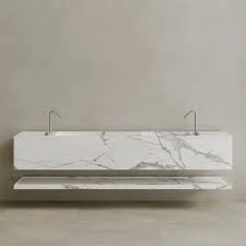 OVERSIZED DOUBLE SINK FLOATING HANDCRAFTED MARBLE VANITY