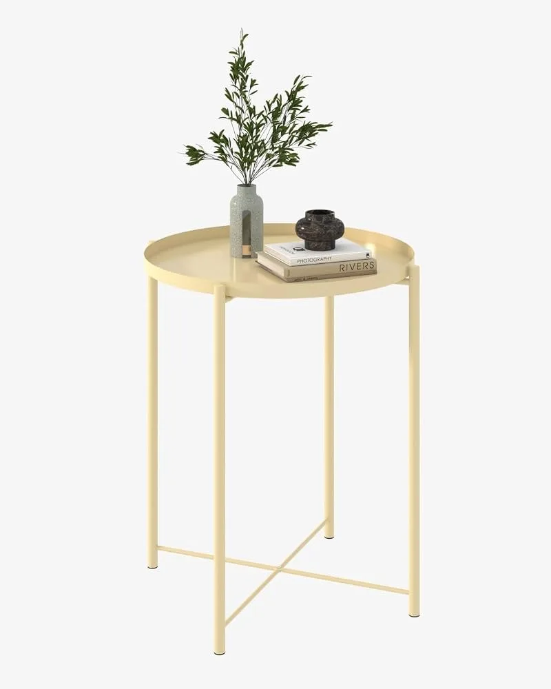 Round Metal Tray Side Table