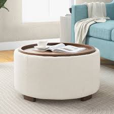 Caysey Round Upholstered Storage Ottoman Coffee Table