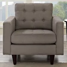 Modway Upholstered Armchair Mid-Century Modern Gray Fabric Armchair