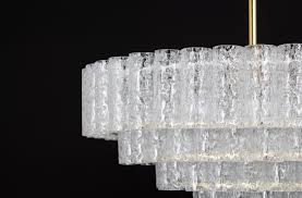 Doria Mid-Century Modern Glass Tiered Chandelier