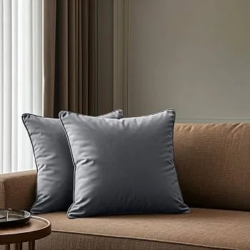 Gray Velvet Square Throw Pillow