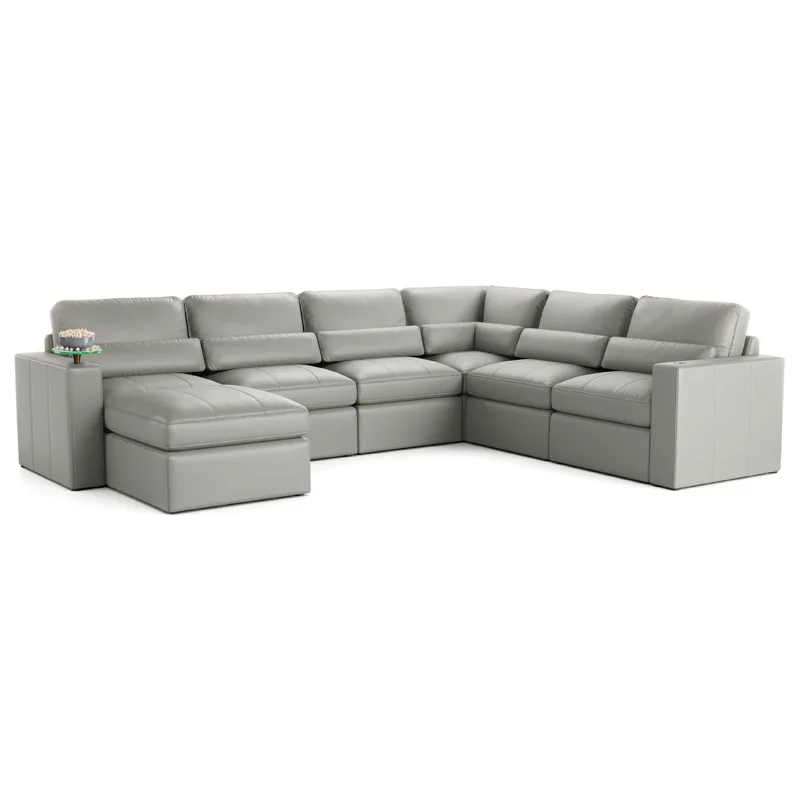 Wilshire Gray Leather Sectional Sofa