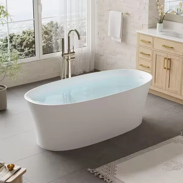 Wellfor Solux Matte White Oval Freestanding Bathtub