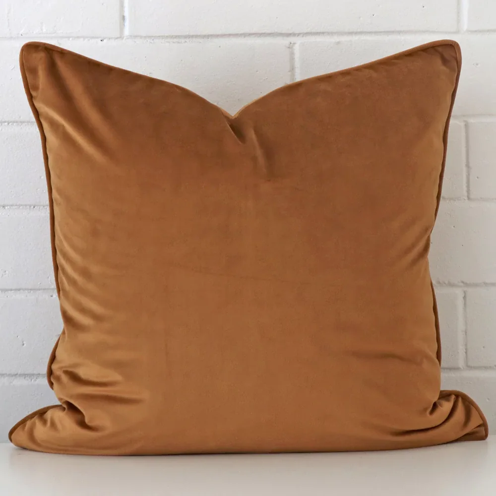 Ochre Velvet Square Throw Pillow