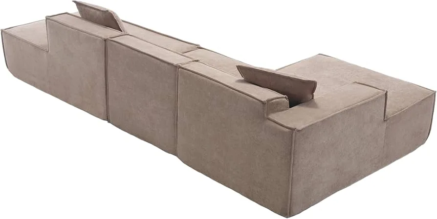 Minimalist Brown Fabric Modular Sofa