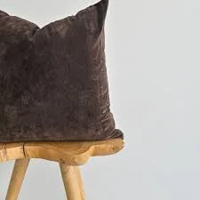 Solid Brown Velvet Throw Pillow