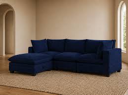 Apollo Modular Cloud Sectional Navy Velvet Sectional Sofa