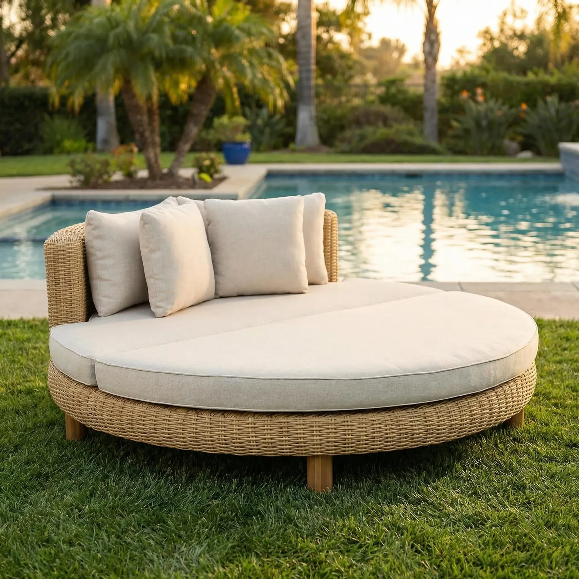 Jennie Round Wicker Outdoor Daybed