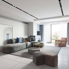 Contemporary Gray Fabric Sectional Sofa